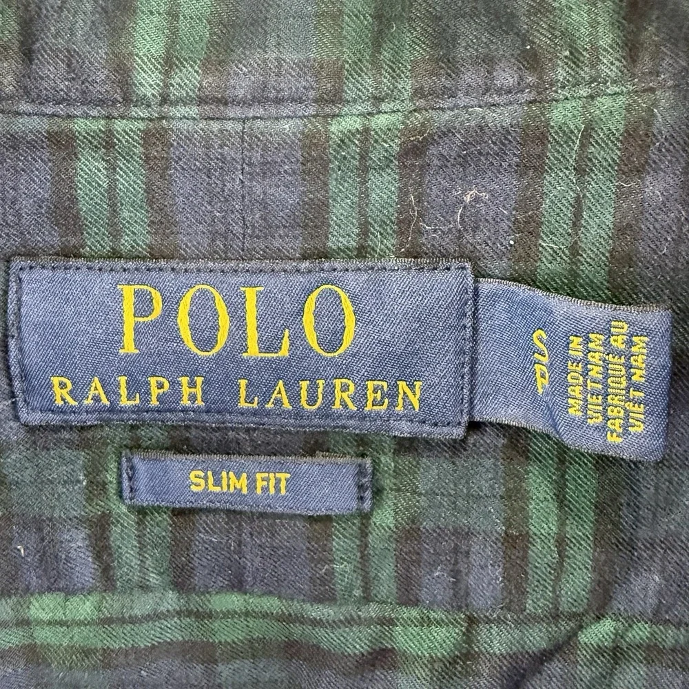 Polo Ralph Lauren Shirt Blackwatch Plaid L/S‎ Button Up Mens Small Slim Fit